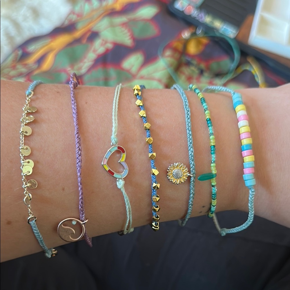 Blue green pura vida Beaded Bracelet Set (7)